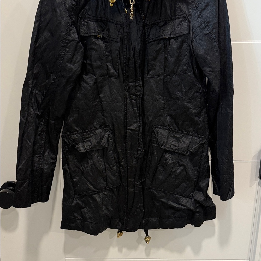 Betsey Johnson Black Utility Jacket with Pink Lining size XS - Picture 3 of 9
